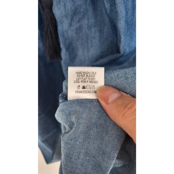 Blue Rain Chambray Embroidered Shift Mini Dress Women's XS - Picture 8 of 9